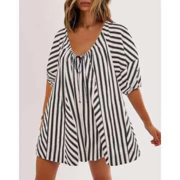 Stylish SENSERISE Womens Striped Romper with Pockets