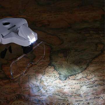 YOCTOSUN LED Head Magnifier, Rechargeable Hands Free Headband Magnifying Glasses with 2 Led, Professional Jeweler's Loupe Light Bracket and Headband are Interchangeable