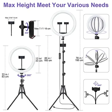 13" Selfie Ring Light with Tripod & RGB Modes for Creators