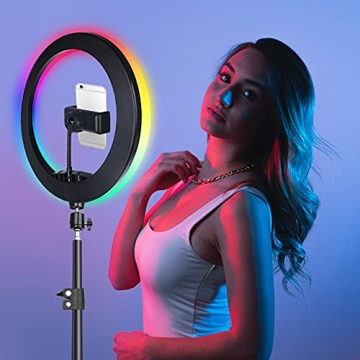 13" Selfie Ring Light with Tripod & RGB Modes for Creators