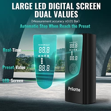 Tire Inflator Portable Air Compressor-Upgrade 20000 mAh Air Pump for Car -150 PSI Electric Tire Inflation-Cordless Tire Pump with Pressure Gauge Emergency Light for Motor, Bike, Ball, Black