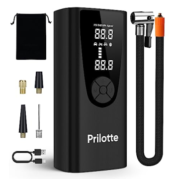 Tire Inflator Portable Air Compressor-Upgrade 20000 mAh Air Pump for Car -150 PSI Electric Tire Inflation-Cordless Tire Pump with Pressure Gauge Emergency Light for Motor, Bike, Ball, Black