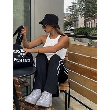 Mokoru Women's Sexy Sleeveless Crop Tank Top Basic Ribbed High Neck Racerback Cropped Top, X-Small, White