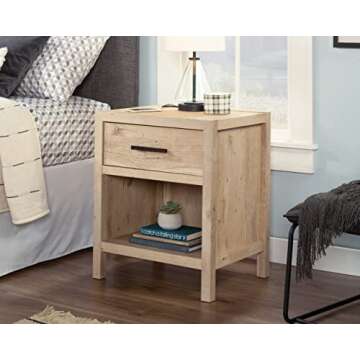 Sauder Pacific View Bedroom Night Stand, Spacious Storage, 1 Drawer Nightstand - Prime Oak Finish