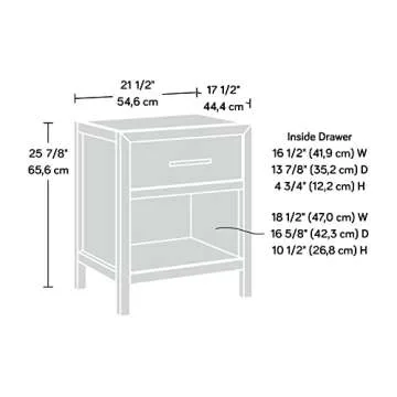 Sauder Pacific View Bedroom Night Stand, Spacious Storage, 1 Drawer Nightstand - Prime Oak Finish