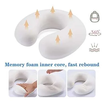 DUANY STORE Neck Pillow for Traveling, Upgraded Travel Neck Pillow for Airplane 100% Pure Memory Foam Travel Pillow for Flight Headrest Sleep, Portable Plane Accessories (Deep Pink)