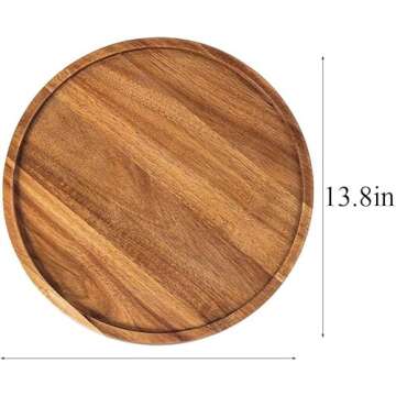Round Wood Tray, Acacia Wooden Serving Tray, Serving Platter, Appetizer Charcuterie Board, Tray Orga...