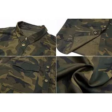 Escalier Women's Button Down Shirt Long Sleeve Causal Military Camouflage Blouse With Pocket,Camouflage,X-Small