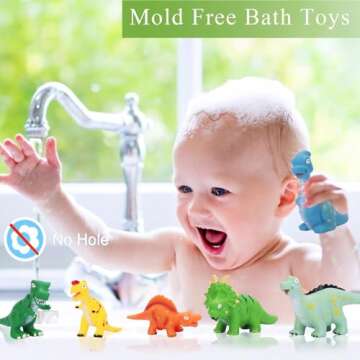 Dinosaur Bath Toys for Toddler 1-3: Kids Dinosaur Toys Mold Free Floating Pool Bathtub Toys - Birthd...