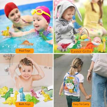 Dinosaur Bath Toys for Toddler 1-3: Kids Dinosaur Toys Mold Free Floating Pool Bathtub Toys - Birthday Gifts Easter Basket Stuffers for Toddler Baby