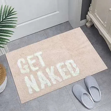 Stylish Get Naked Bath Mat - Non-Slip Microfiber Rug