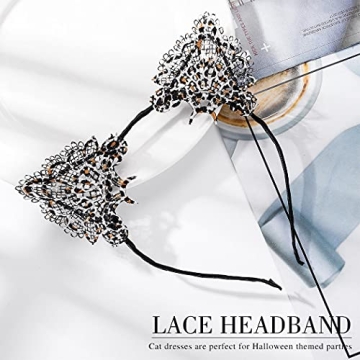 Catery Cute Lace Cat Ears Headbands for Cosplay and Parties