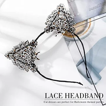 Catery Cute Lace Cat Ears Headbands for Cosplay and Parties