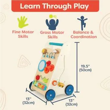 B. toys Little Learning Steps Wooden Activity Walker for Toddlers