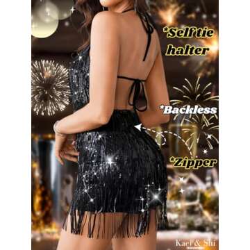 Kaei&Shi Sparkly Fringe Romper for Women