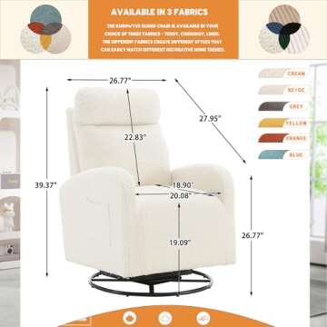 Kurhwyss Swivel Glider Chair - Modern Rocking Chair with Storage Pocket