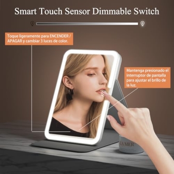 Portable Lighted Makeup Mirror with Adjustable Lighting