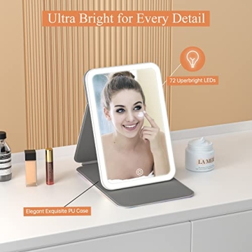 Portable Lighted Makeup Mirror with Adjustable Lighting
