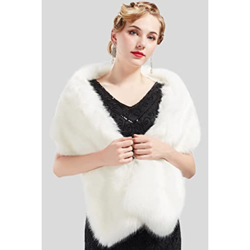 BABEYOND Women's Faux Fur Shawl - Elegant Wrap for Winter