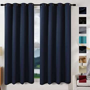 EDILLY 100% Blackout Curtains Drapery Panels - Window Treatment Sets Blackout Curtain/Panels for Bedroom/Living Room Window/Kitchen (2 Panels, W34xL45 inch Length, Black)