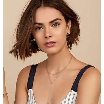 Hoop Earrings for Women Geometry Acrylic Resin Earrings Bohemia Tortoise Shell Earrings Mottled Stat...