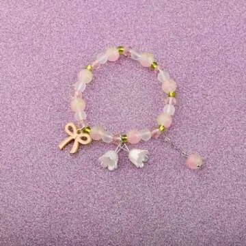 ENSIANTH Coquette Pink Bow Bracelet Coquette Gift Pink Bow Gift Coquette Pearl Jewelry Pink Coquette Gift (green br)