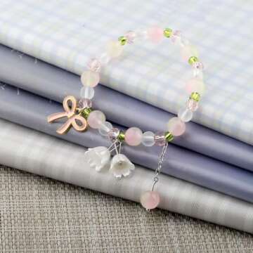 ENSIANTH Coquette Pink Bow Bracelet Coquette Gift Pink Bow Gift Coquette Pearl Jewelry Pink Coquette Gift (green br)