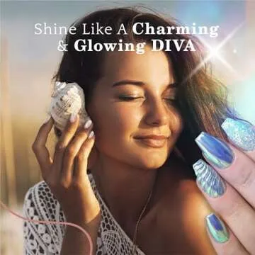 PrettyDiva Mermaid Chrome Nail Powder - White Unicorn Chrome Nails Powder Aurora Iridescent Powder Pigment for Nails, Opal Pearl Mica Powders Sunset Chameleon Chrome Nail Powder Manicure Pigment