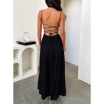 Qhecomce Women Corset Dress Sleeveless Milkmaid Dress Summer Bustier Dress Sexy Cottagecore Dress Midi Dresses with Pockets (C-Black Corset, Small)