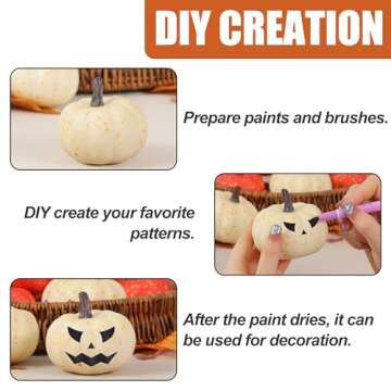 CHEAWRTZ 16PCS Realistic Mini Pumpkin Decor,Fall Decor with Pumpkins Maple Leaves, Artificial Pumpkin Decor for Autumn Filler, Realistic Pumpkin Decorations for Halloween Thanksgiving Fall Home Decor