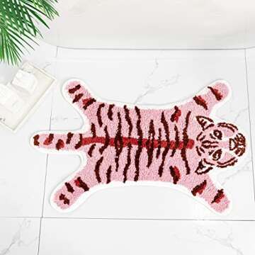 Seek4comfortable Tiger Shaped Bath Mat for Kids Bathroom