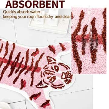 Seek4comfortable Tiger Shaped Bath Mat for Kids Bathroom