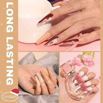 MEFA Gel Nail Polish Set Nail Colors Set with 6 Nude Colors Nails System for French Nail Manicure Nail Art No Nail Lamp Needed