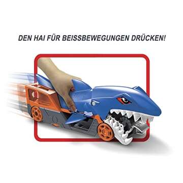 Hot Wheels Toy Car Playset, Shark Chomp Transporter & 1:64 Scale Car, Connects to Track & Stores 5 1:64 Scale Vehicles