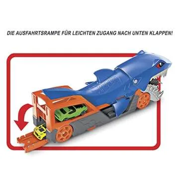 Hot Wheels Toy Car Playset, Shark Chomp Transporter & 1:64 Scale Car, Connects to Track & Stores 5 1:64 Scale Vehicles