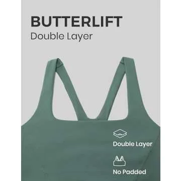 CRZ YOGA Butterlift Double Lined Square Neck Sports Bras for Women - Wireless V-Shaped Racerback Workout Yoga Top Non Padded Dark Forest Green Medium