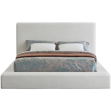 Luxe Meridian Furniture Devin Queen Bed in Beige Linen