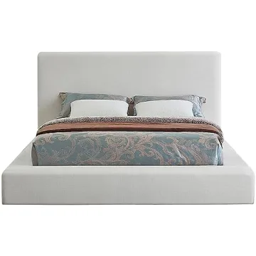 Luxe Meridian Furniture Devin Queen Bed in Beige Linen