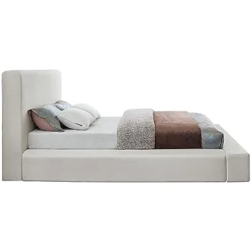 Luxe Meridian Furniture Devin Queen Bed in Beige Linen