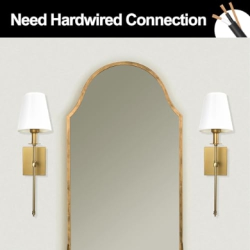 PASSICA DECOR Hardwired Wall Sconces Set of Two 2 Pack Vintage Wall Light Fixture for Bathroom Vanity Stairway Fireplace Kitchen Sink Living Room Bedroom Antique Brass