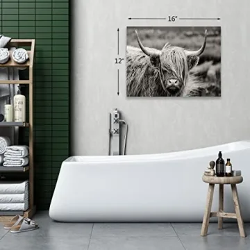 Highland Cow Canvas Wall Art Ready to Hang Modern Decor