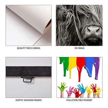 Highland Cow Canvas Wall Art Ready to Hang Modern Decor