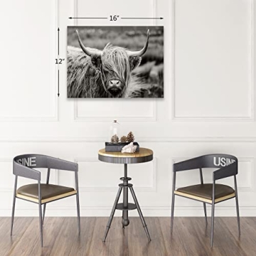 Highland Cow Canvas Wall Art Ready to Hang Modern Decor