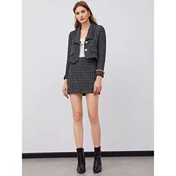 Elegant SweatyRocks Women's Tweed Business Suit Set