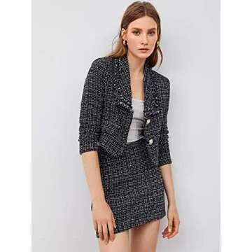 Elegant SweatyRocks Women's Tweed Business Suit Set