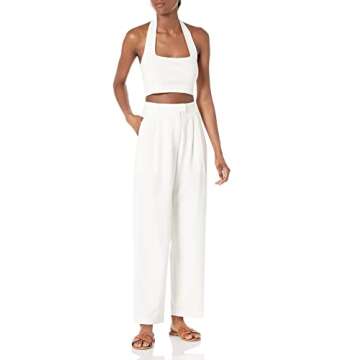 The Drop Women's Dylan Pleated Straight Pant, Ivory, M