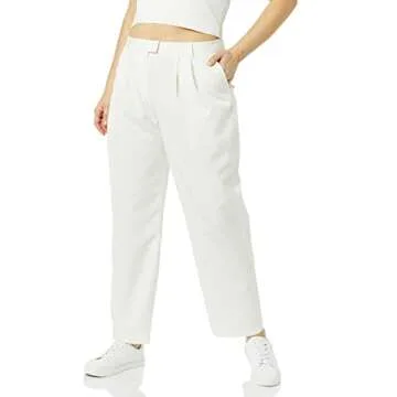 The Drop Women's Dylan Pleated Straight Pant, Ivory, M