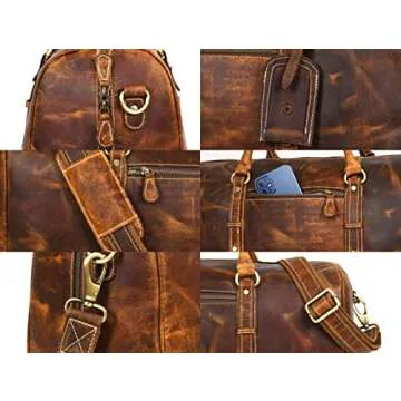 Aaron Leather Goods Travel Duffel Bag for Men & Women Sports Overnight Weekend