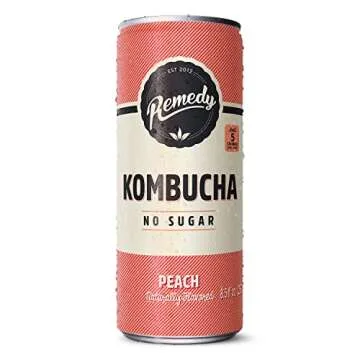 Remedy Peach Kombucha - Organic, Sugar Free, Low Calorie Drink
