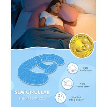 QUEEN ROSE Cooling Pregnancy Pillows, E Shaped Maternity Pillow for Sleeping, with Extra Wedge Pillo...
